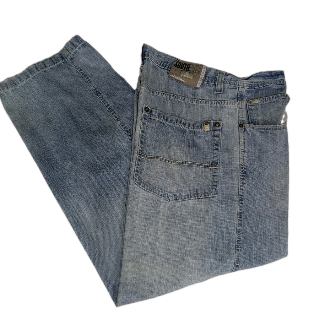 SouthPole Mens Jeans 36x30 Light Wash Baggy Relaxed Fit Y2K Hip Hop Denim Skater